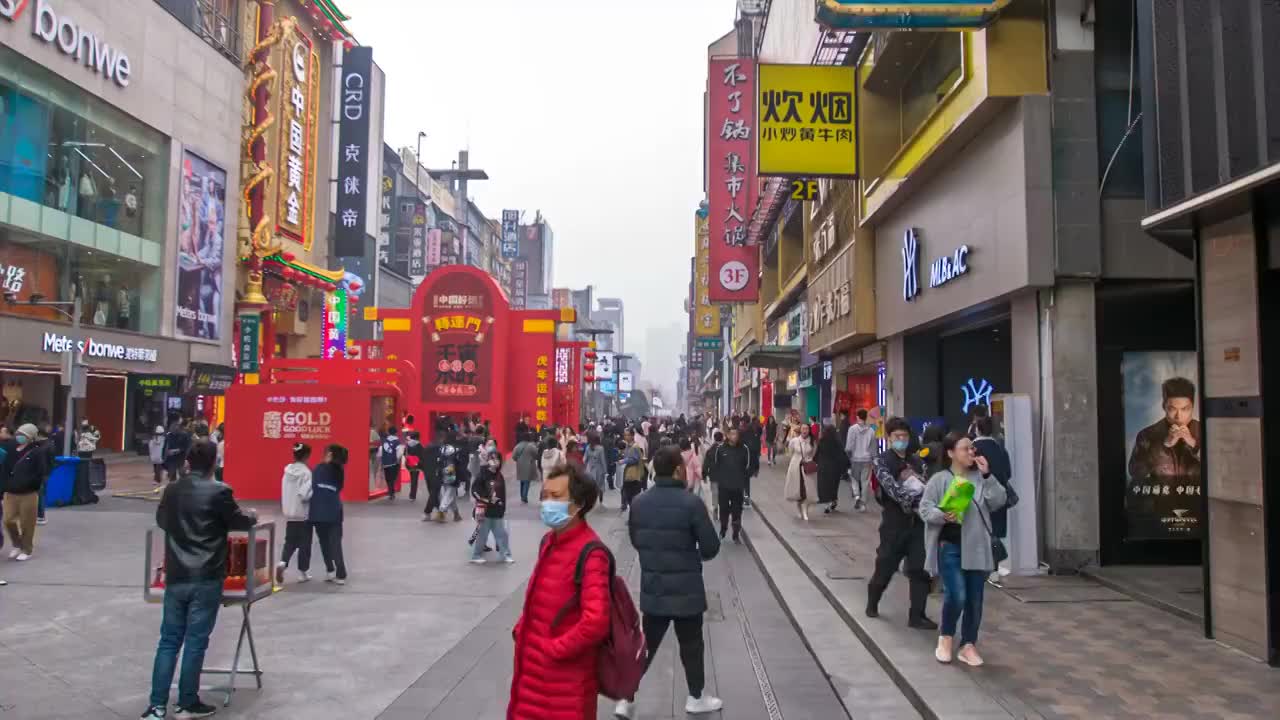 湖南省长沙市步行街景点视频素材