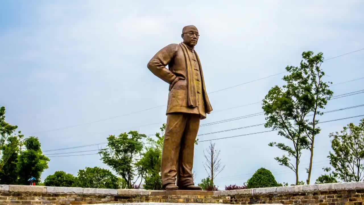 湖南省长沙市田汉塑像景点视频素材