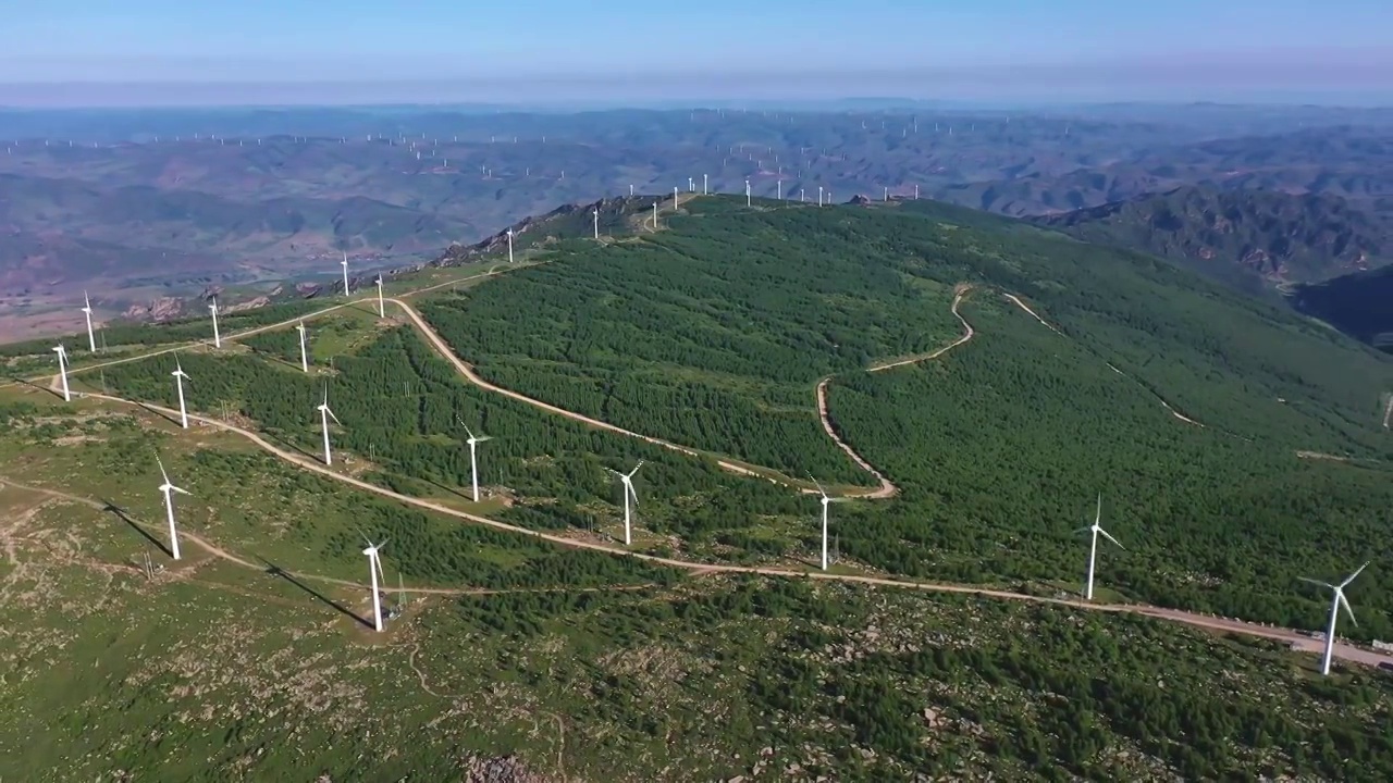 河北冰山梁-风力发电环绕视频素材