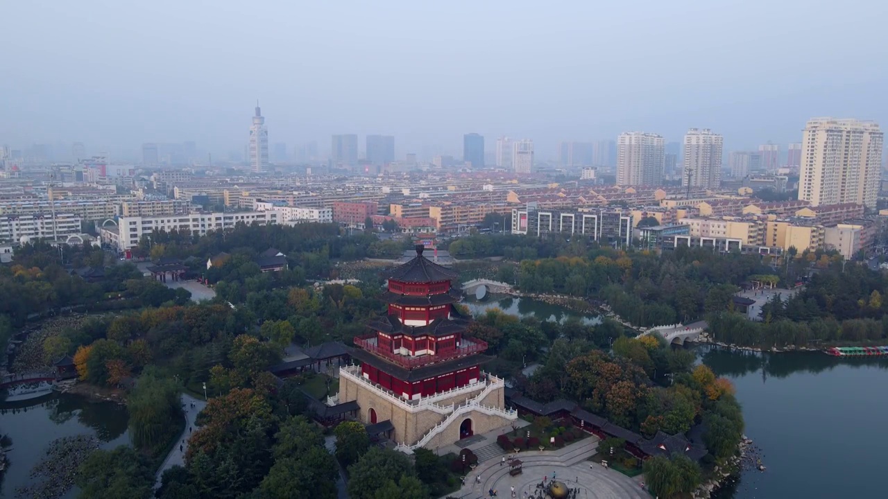 航拍济宁城市风光视频素材