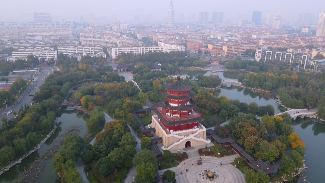 航拍济宁城市风光视频素材