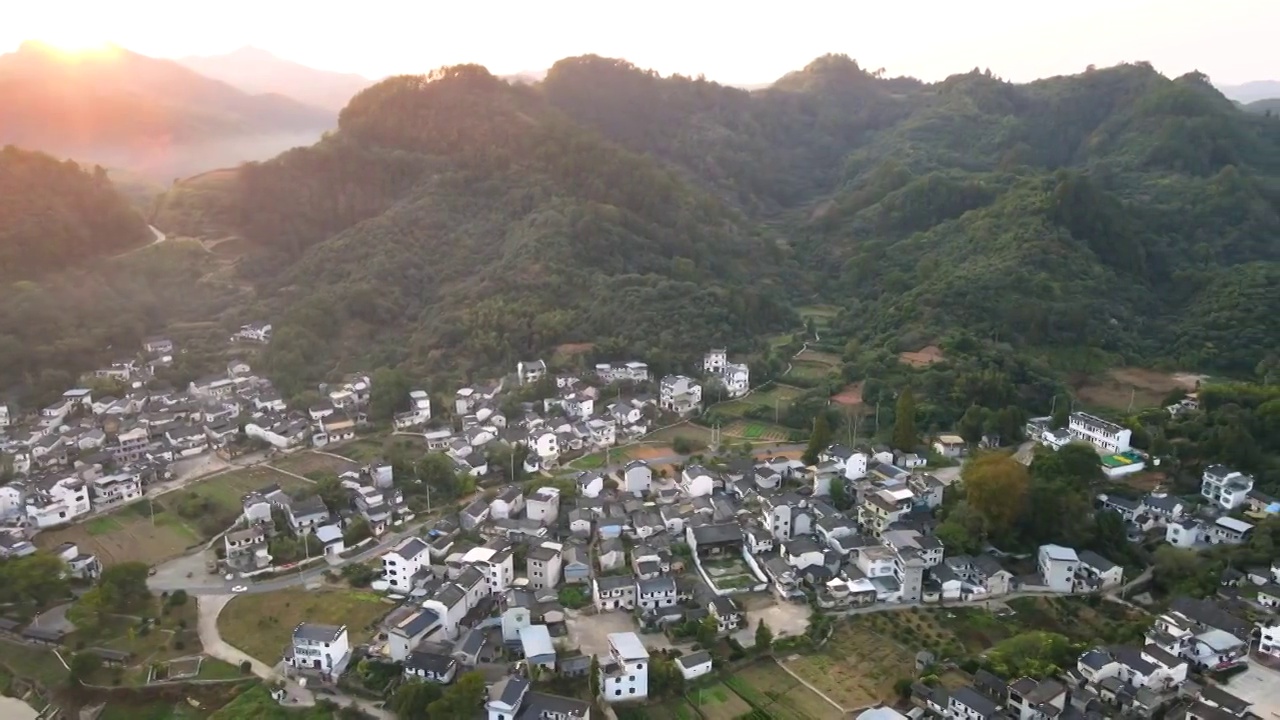 航拍徽州乡村山水风景画视频素材