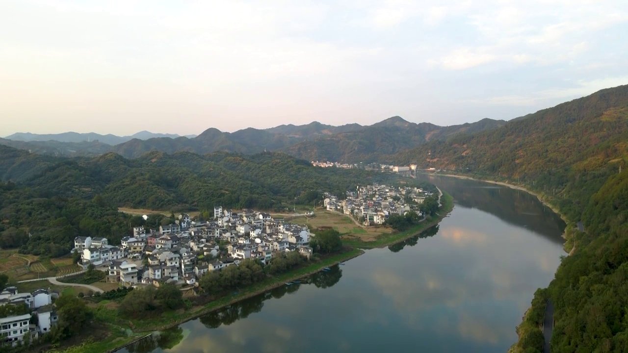 航拍徽州乡村山水风景画视频素材