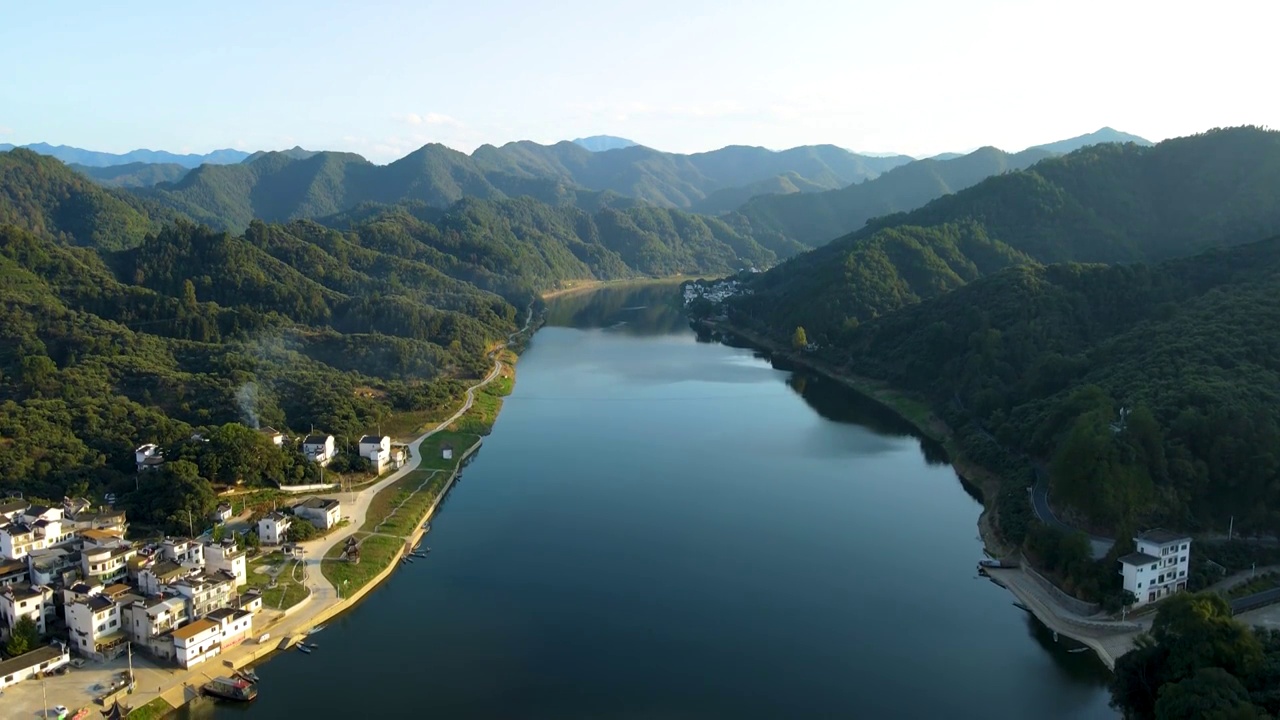 航拍徽州乡村山水风景画视频素材