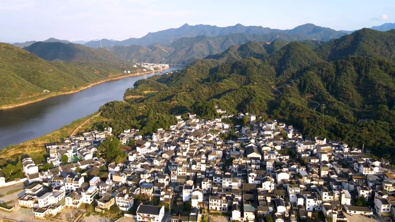 航拍徽州乡村山水风景画视频素材