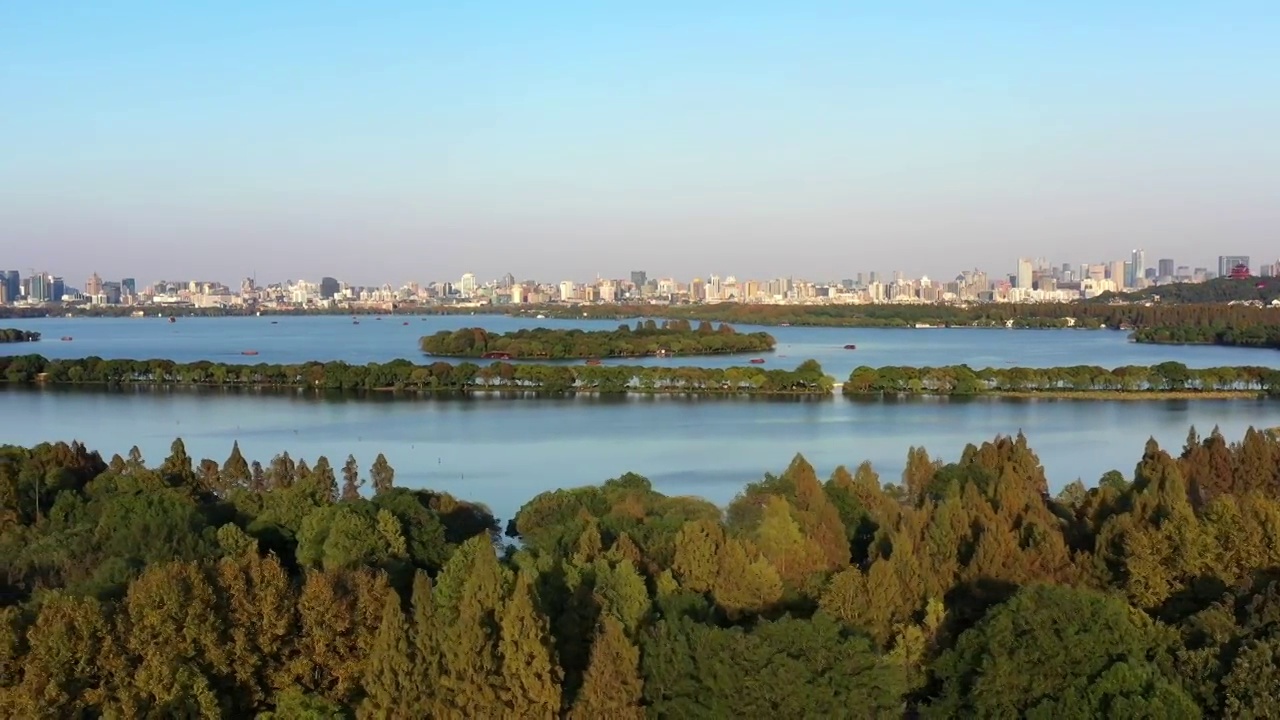 杭州西湖苏堤秋景视频素材