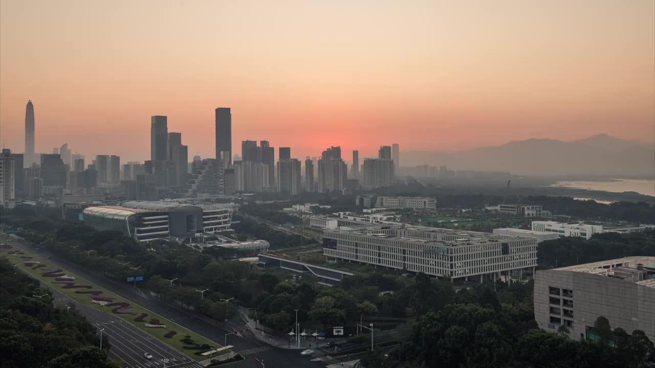 深圳日出城市风光延时视频素材