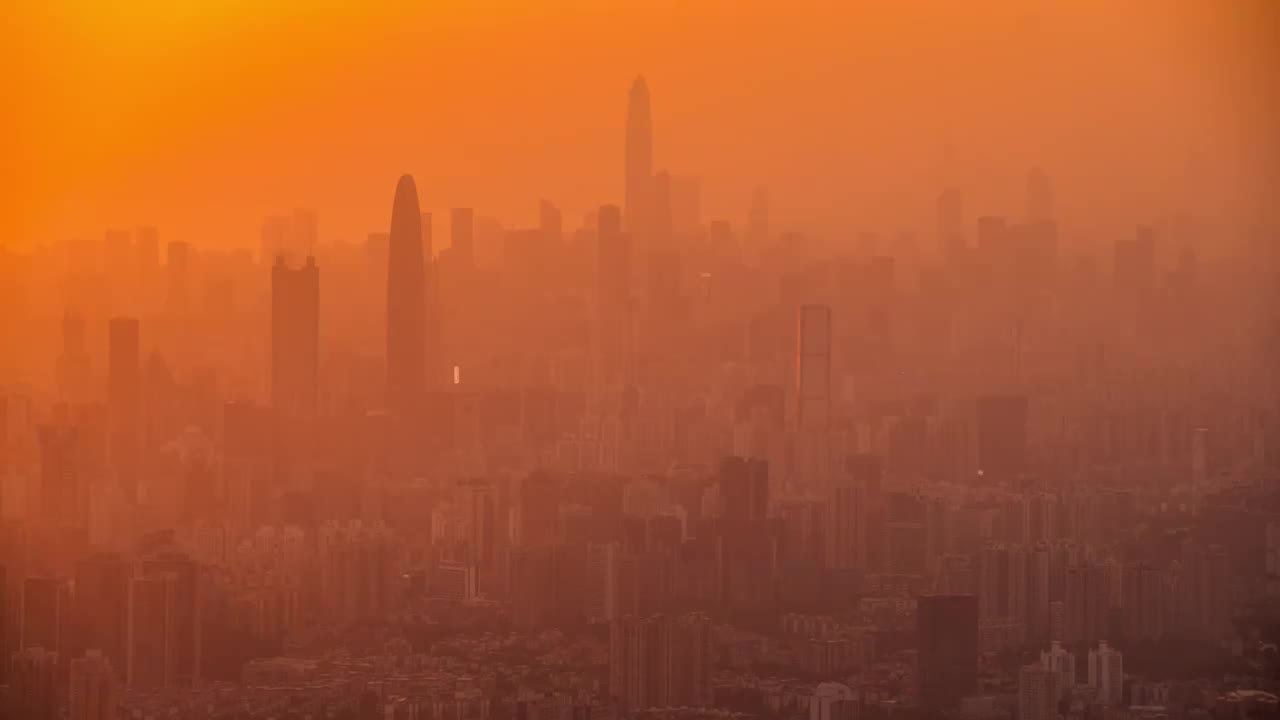 深圳日落城市风光延时视频素材