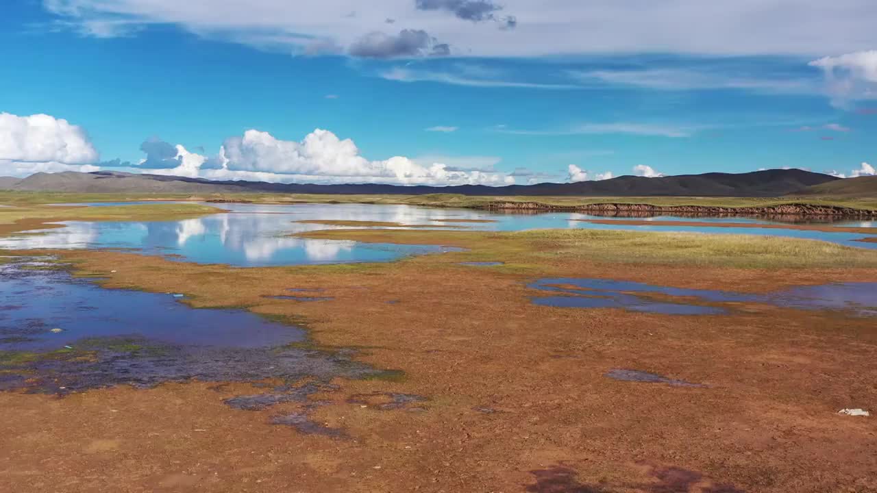 青海果洛：夏季高原湿地河流风光视频素材