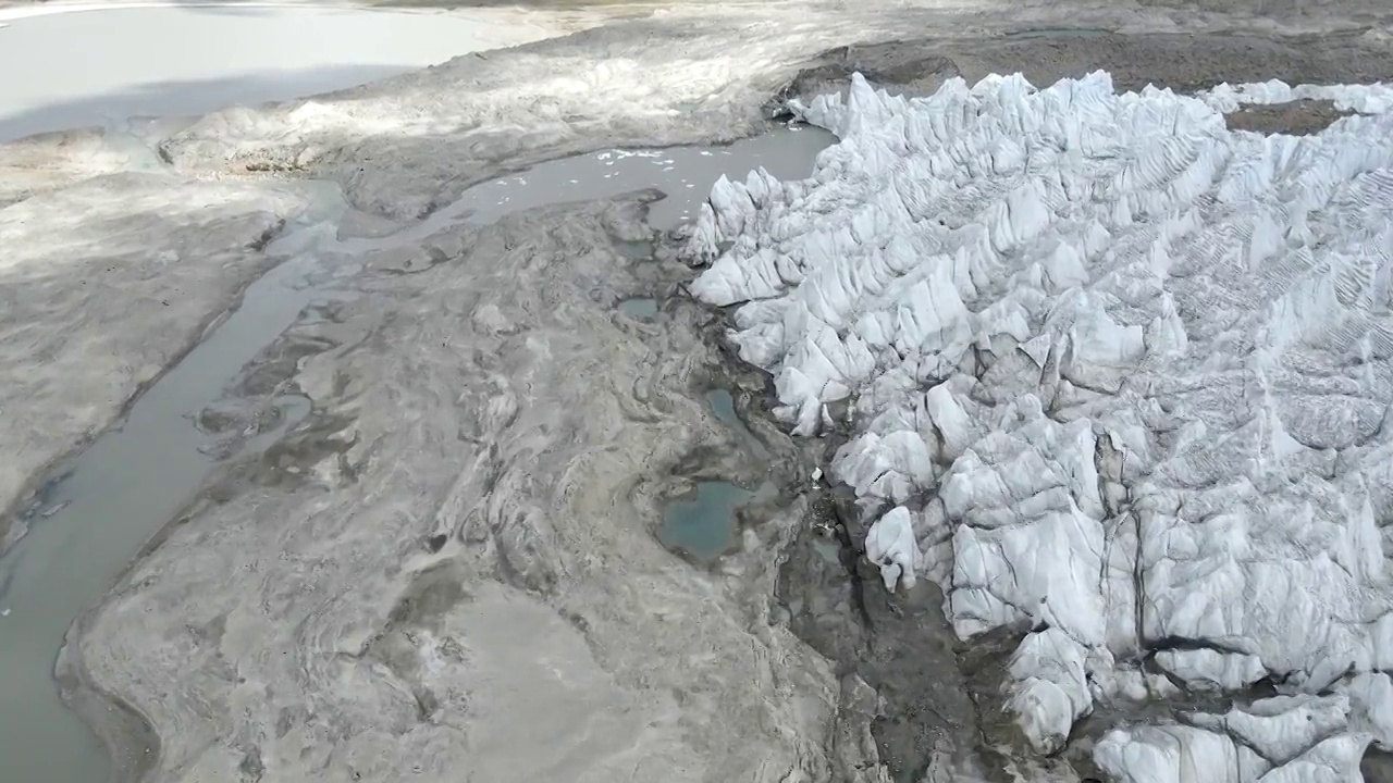 西藏山南地区浪卡子县40冰川航拍视频素材