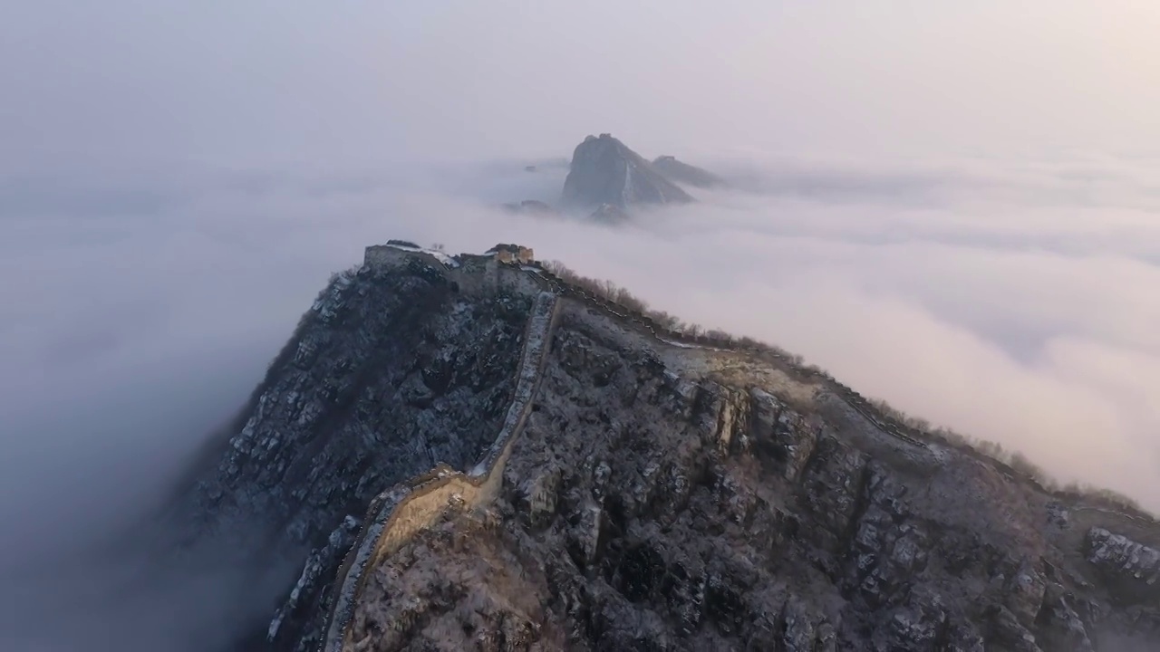 北京怀柔箭扣长城雪后云海视频素材