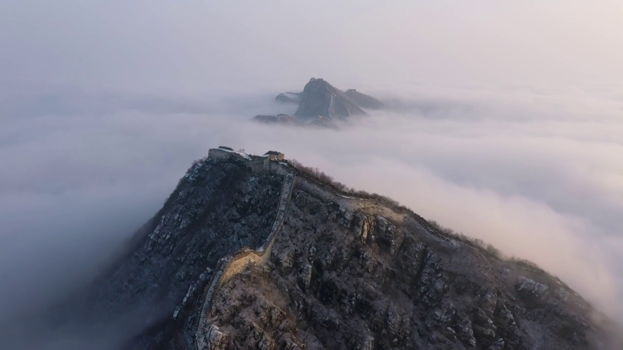 北京怀柔箭扣长城雪后云海视频素材