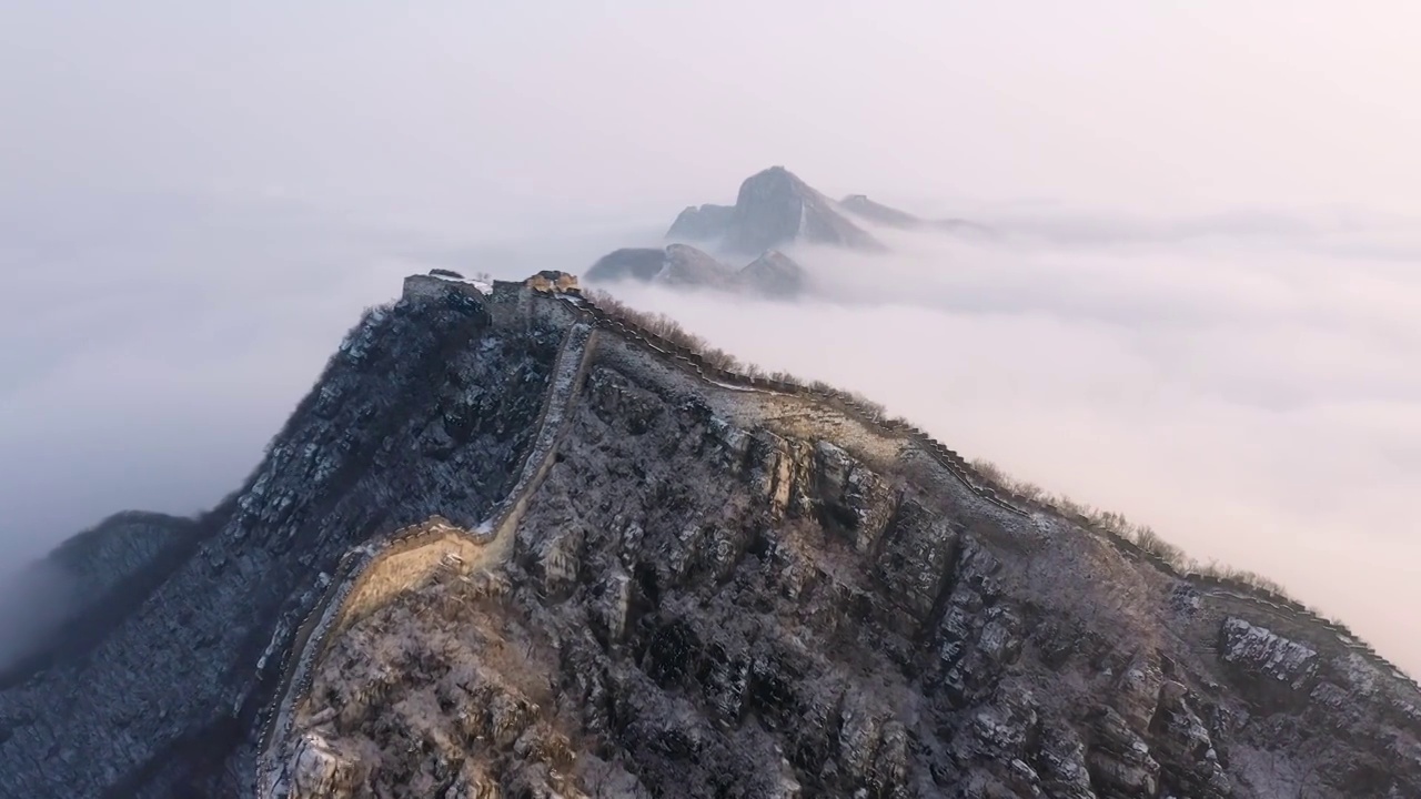 北京怀柔箭扣长城雪后云海视频素材