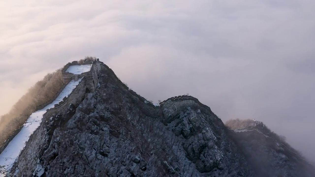 北京怀柔箭扣长城雪后云海视频素材