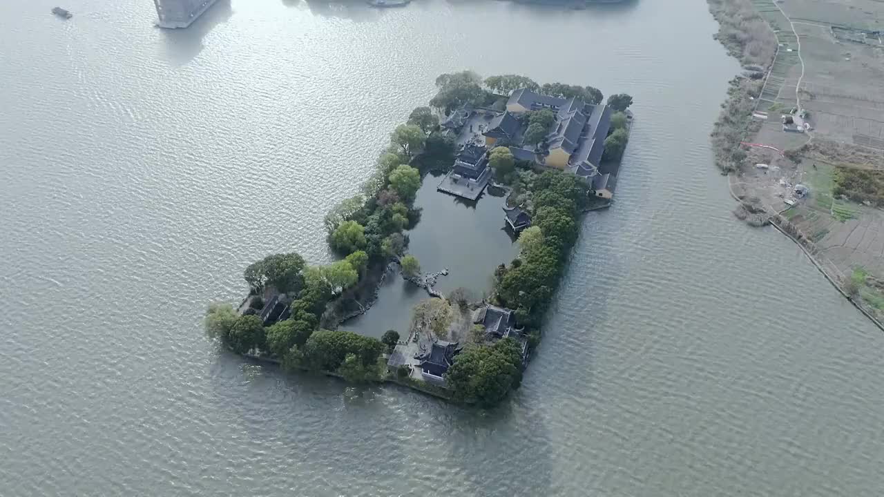 苏州水上建筑,罗星洲,同里湖视频素材