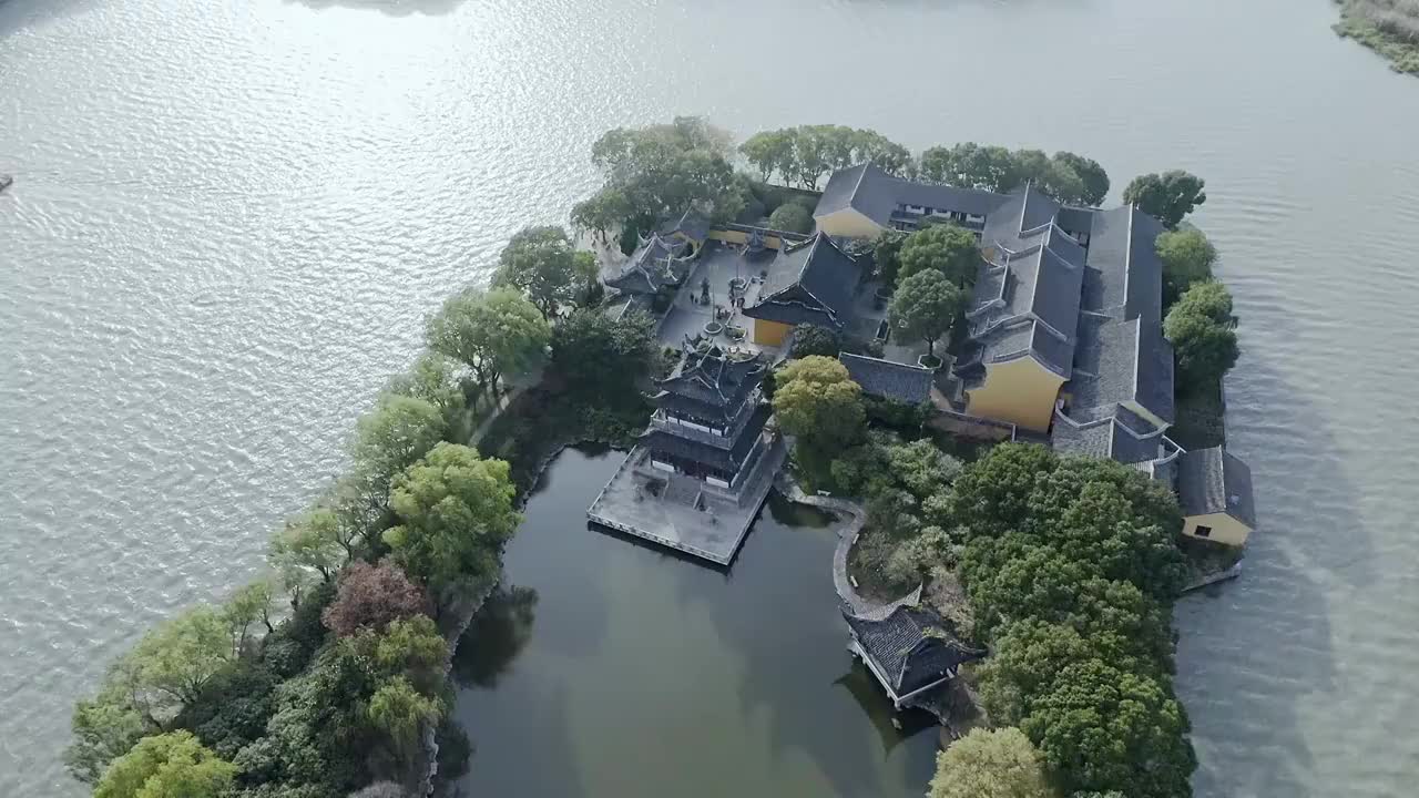 苏州水上建筑,罗星洲,同里湖视频素材