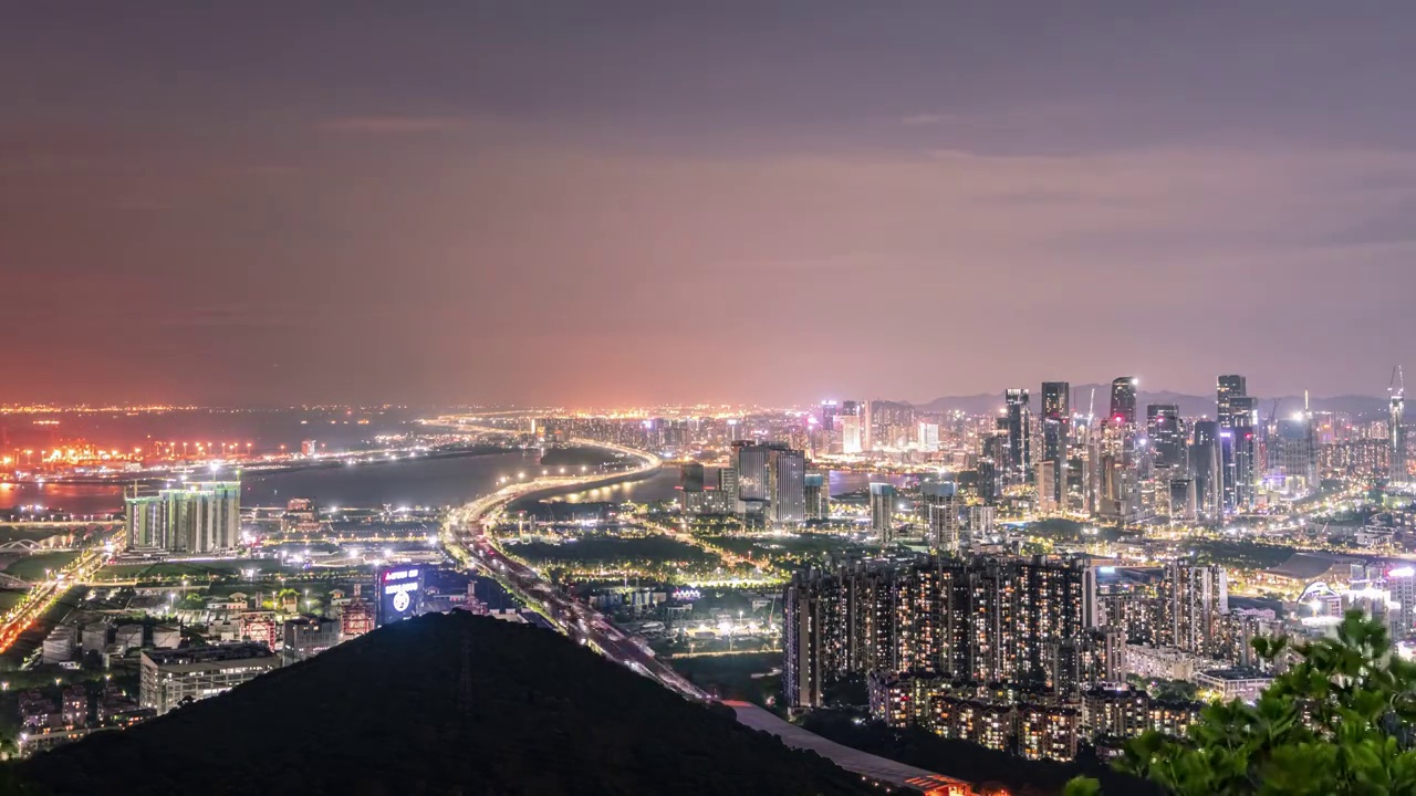 深圳傍晚城市夜景视频素材