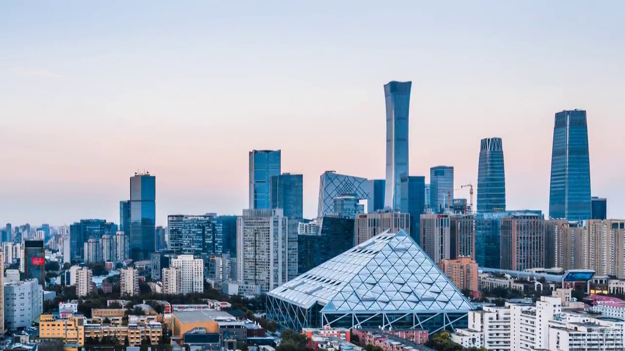 中国北京芳草地CBD高楼建筑群夜景视频素材