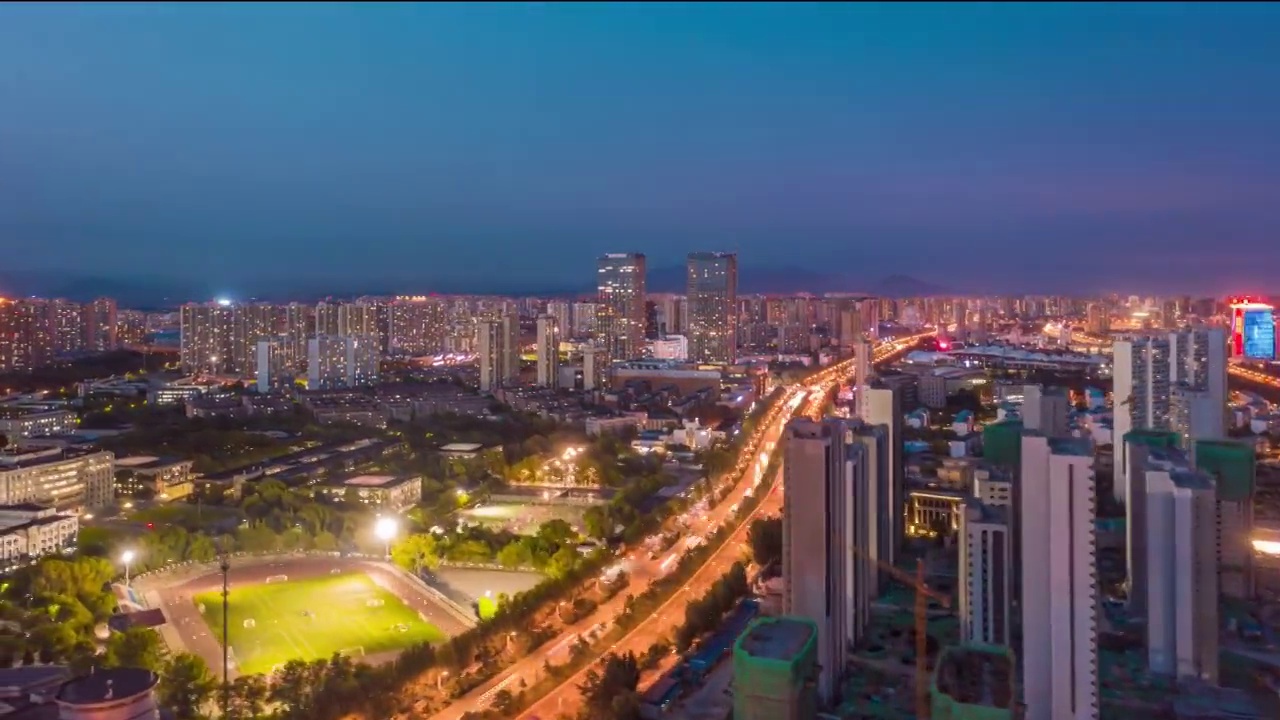 城市夜景风光航拍延时摄影视频素材