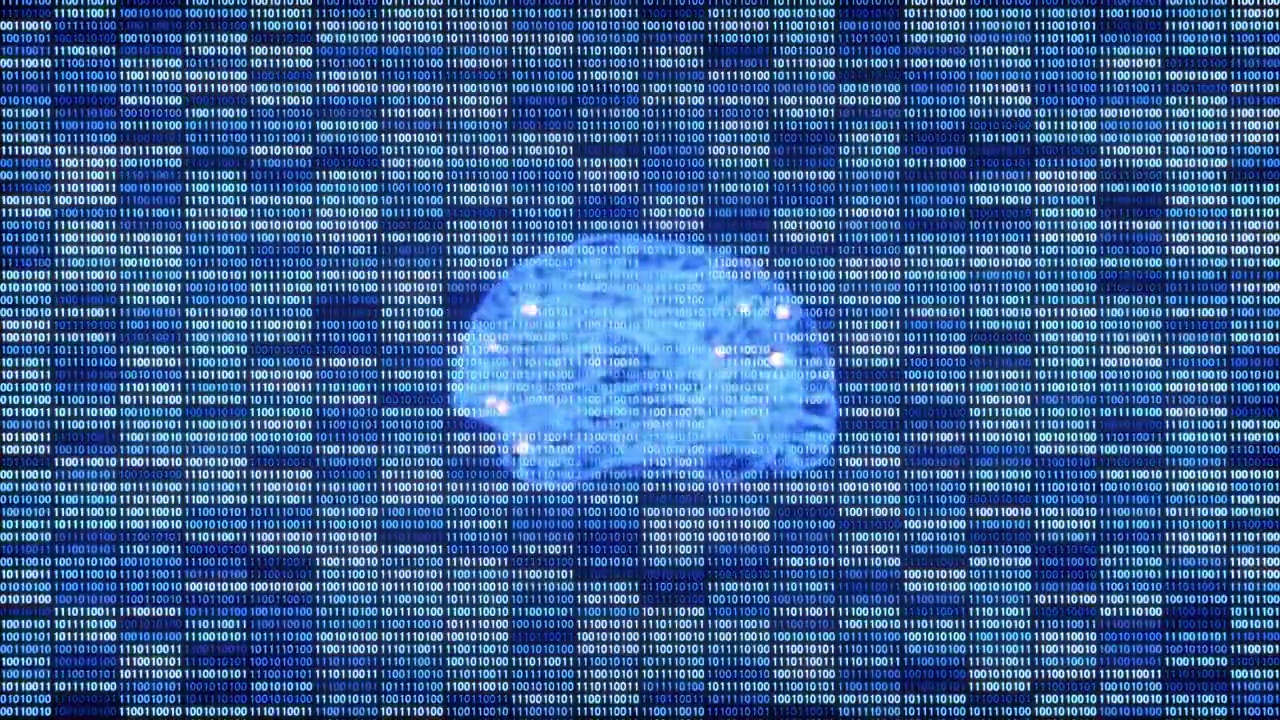 抽象的人工大脑和二进制代码 3D渲染视频素材