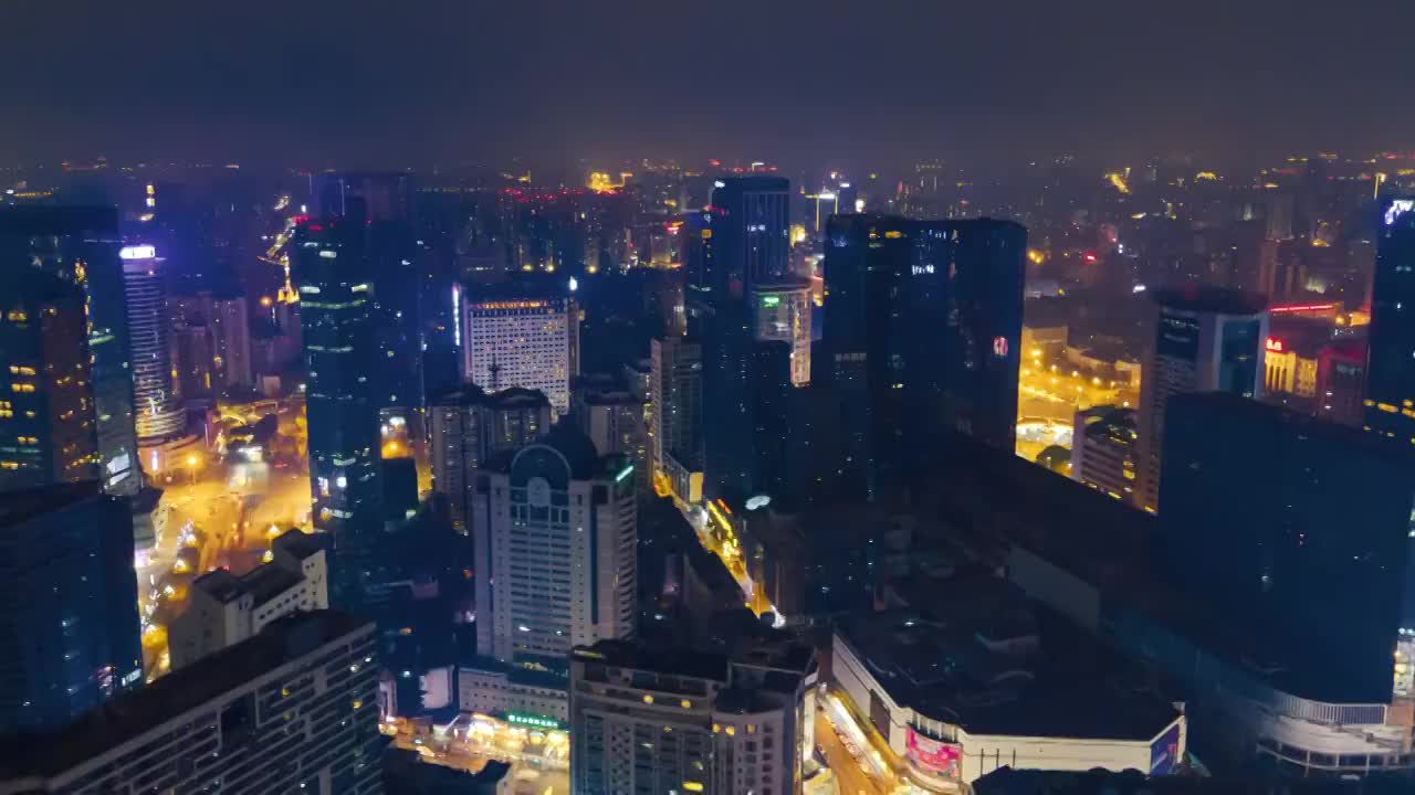 航拍成都太古里春熙路天府广场市区夜景延时视频素材