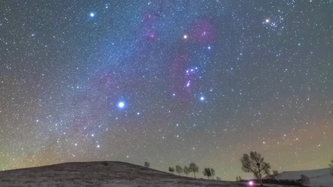 星空延时：地球转动与双子座流星雨视频素材