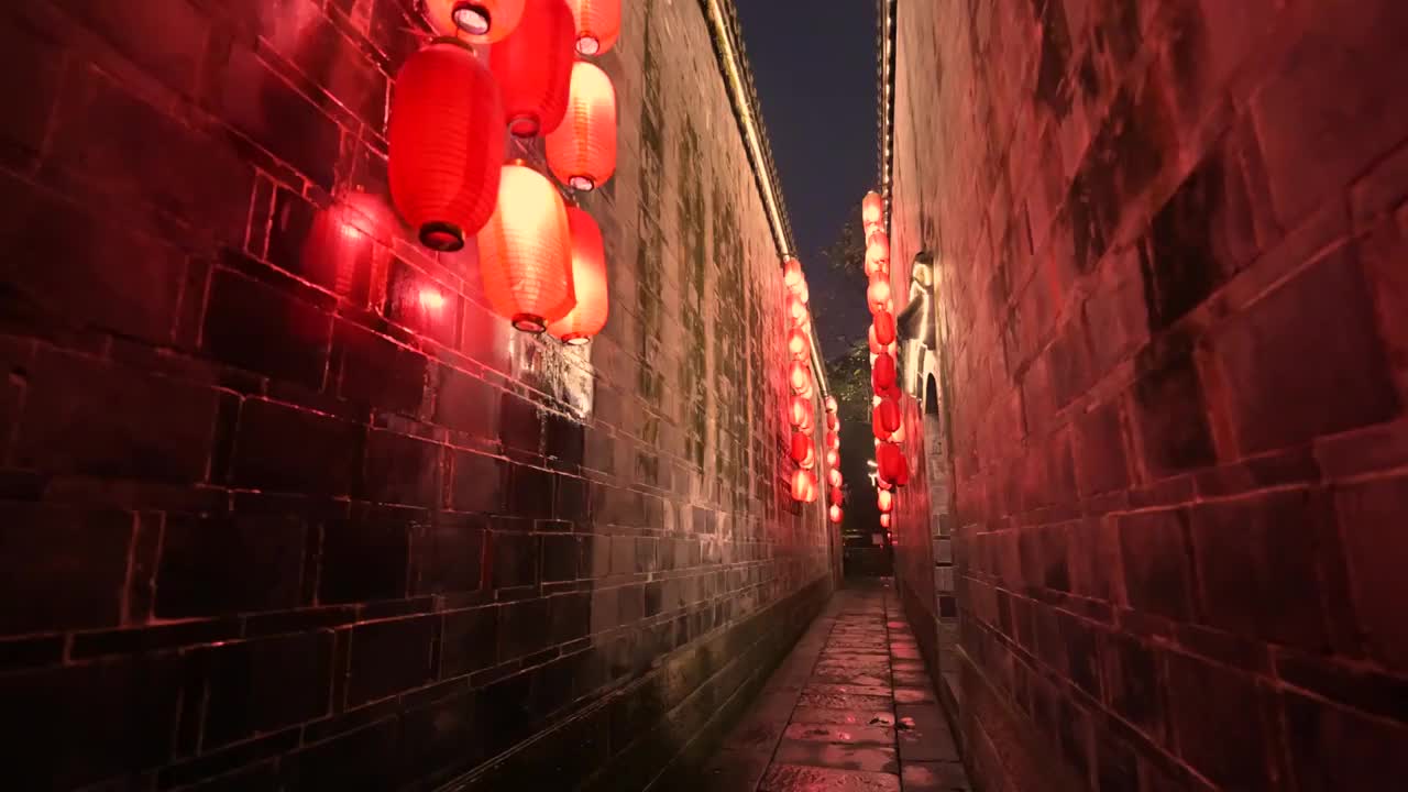 成都锦里夜景地面延时视频合集视频素材