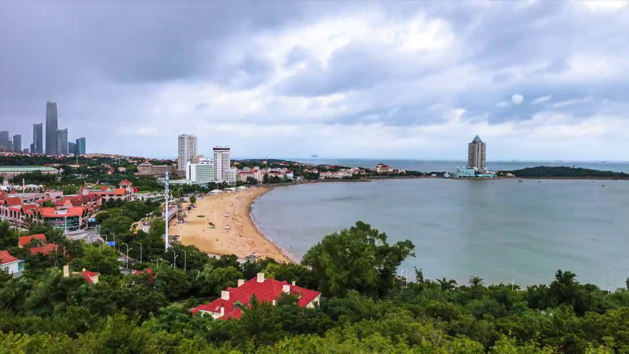 青岛汇泉湾天际线视频素材