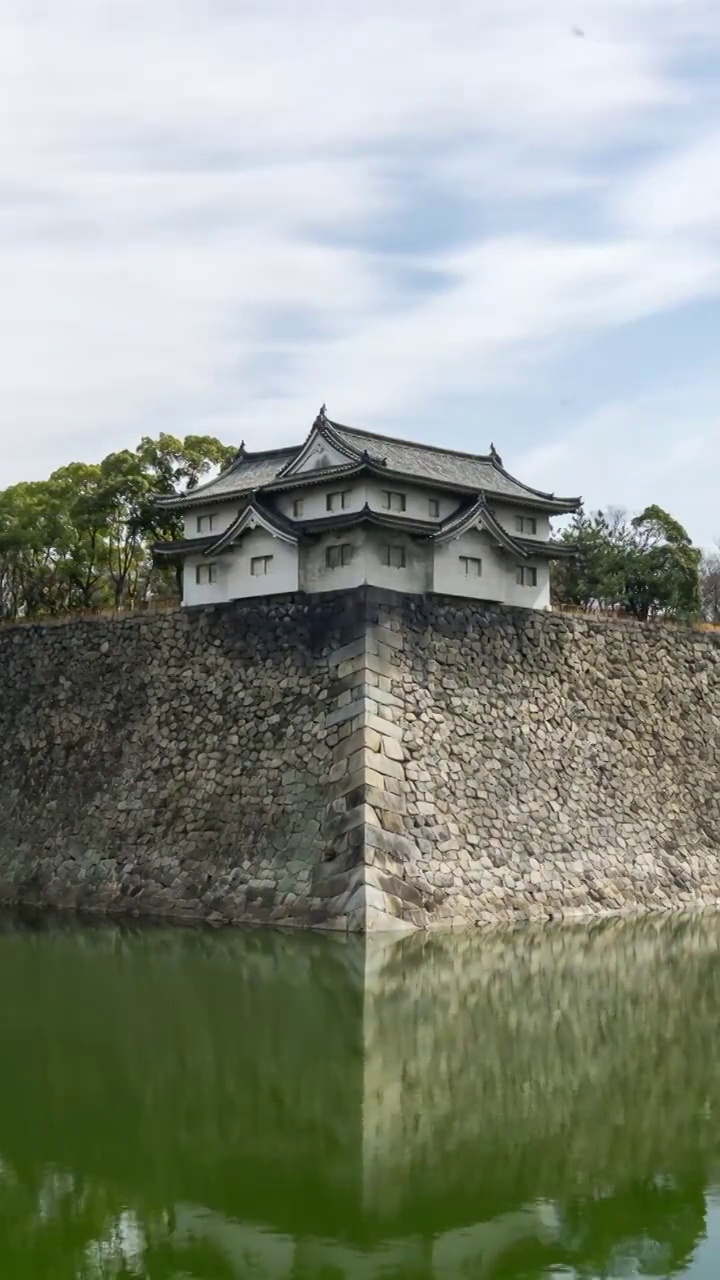 日本大阪大阪城护城河视频素材