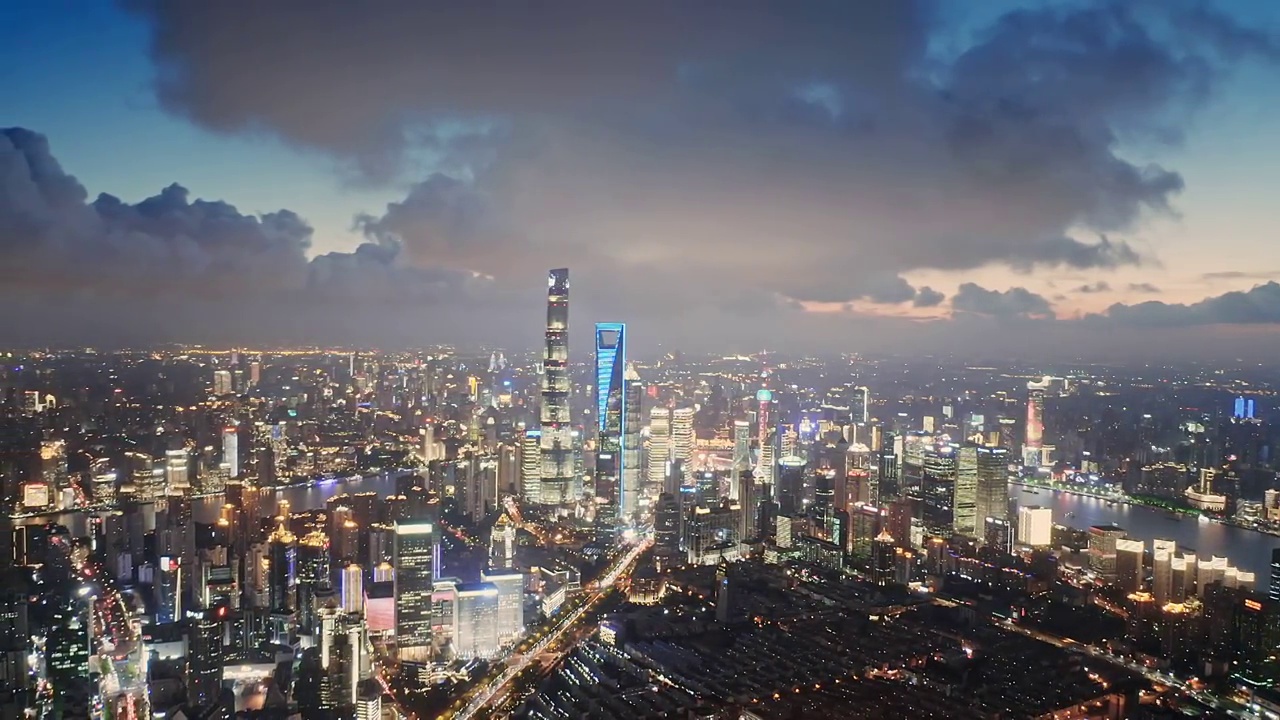 上海城市建筑,繁荣景象,夜景视频素材