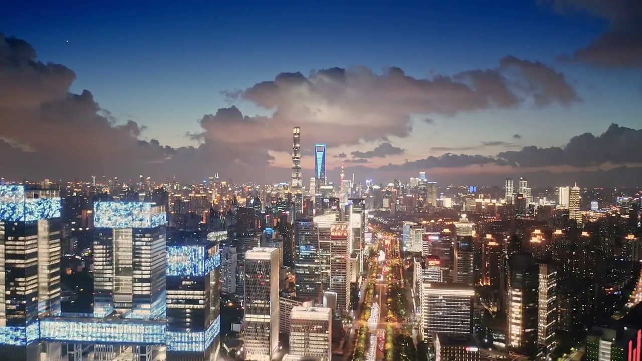 上海城市建筑,繁荣景象,夜景视频素材