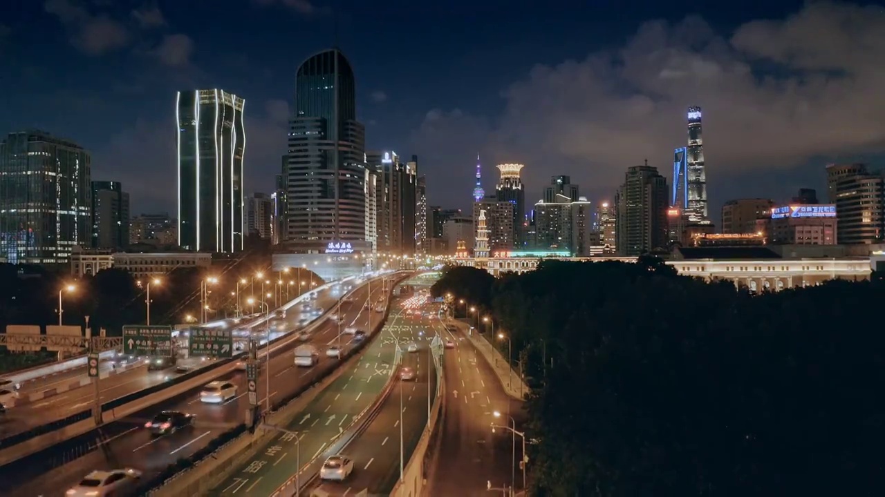 上海城市高架道路夜景视频素材