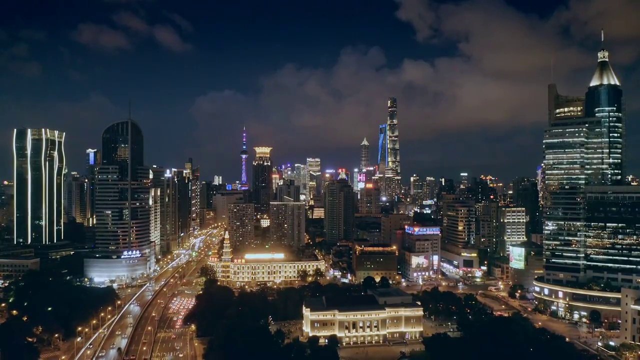 上海城市高架道路夜景视频素材