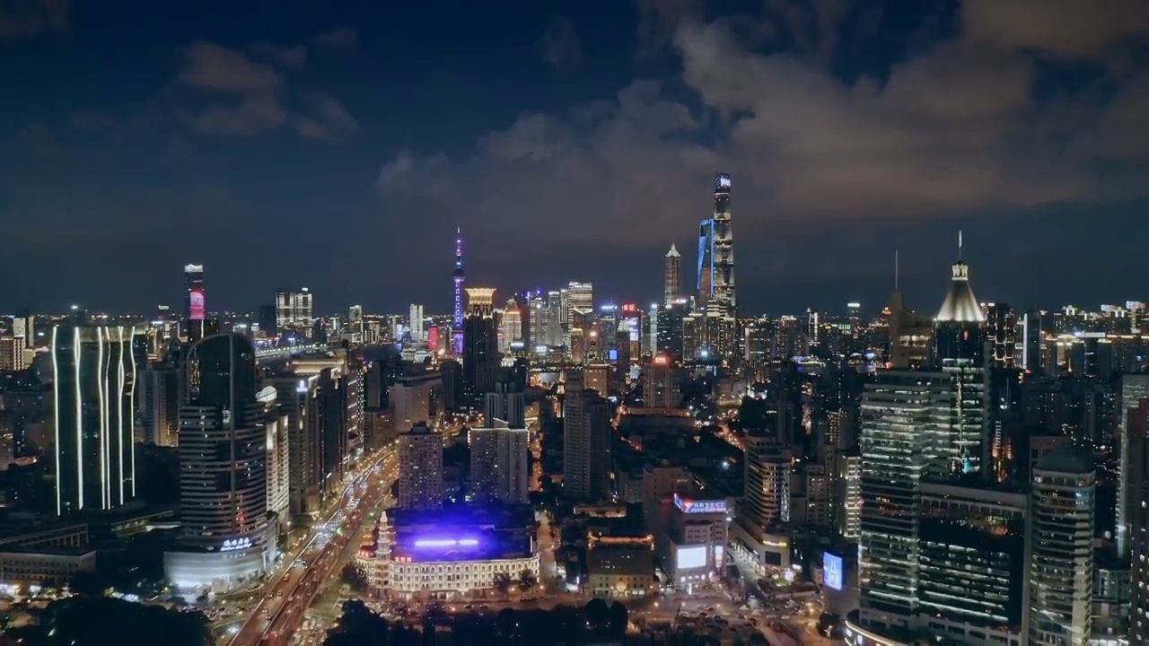 上海城市建筑夜景,繁荣景象视频素材