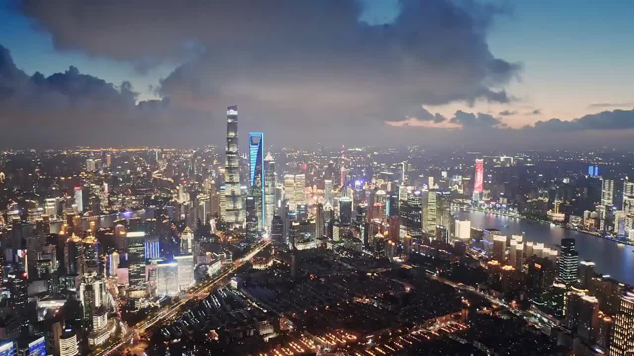 上海著名景点,城市建筑夜景视频素材