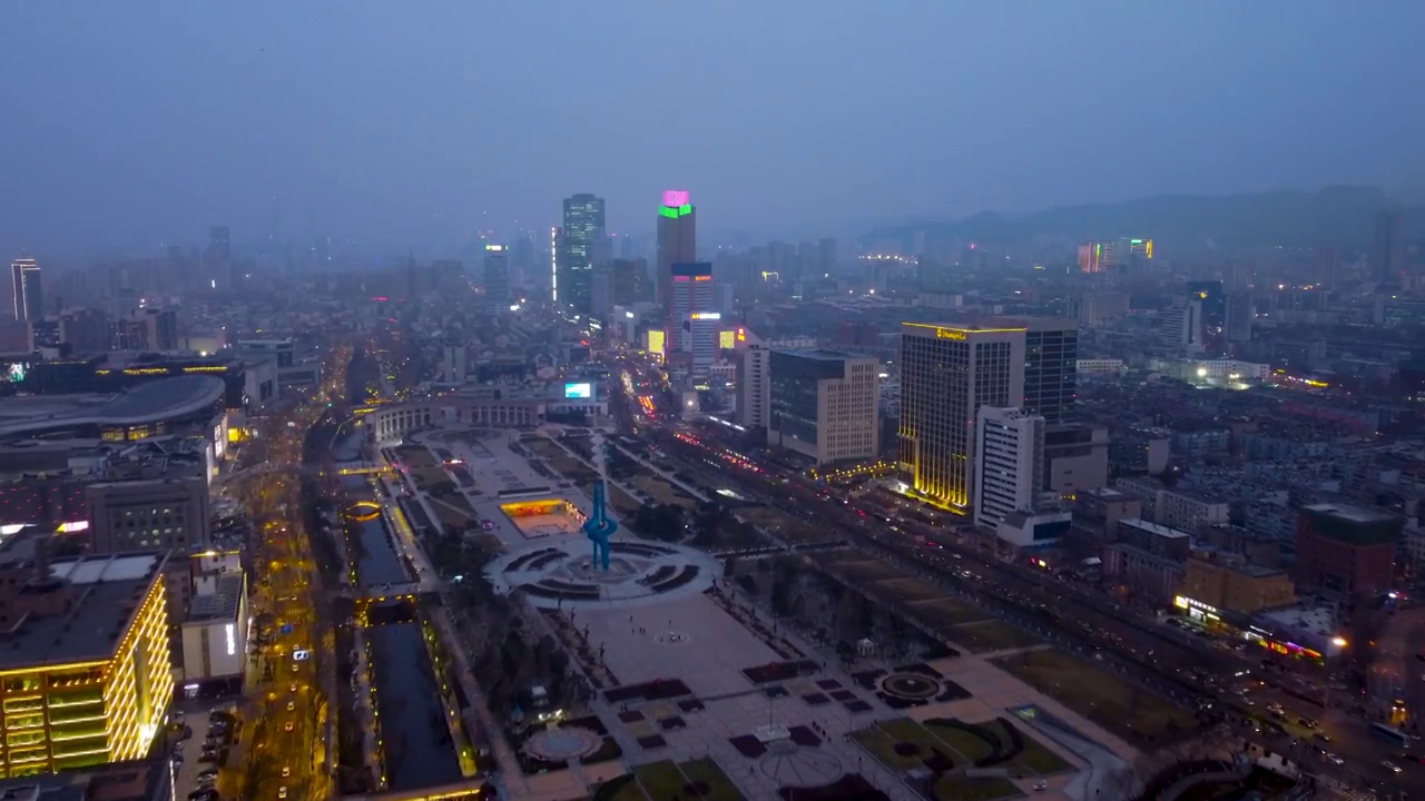 济南 泉城广场 绿地中心 趵突泉 历下区 五龙潭 泉城路 烁源大街 夜景视频素材