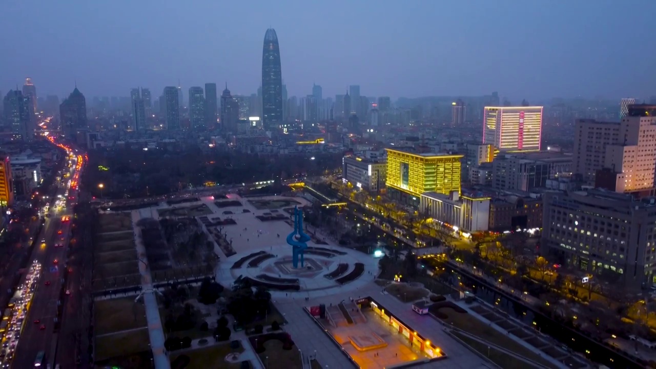 济南 泉城广场 绿地中心 趵突泉 历下区 五龙潭 泉城路 烁源大街 夜景视频素材