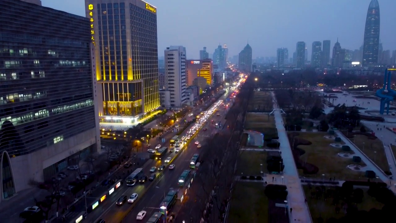 济南 泉城广场 绿地中心 趵突泉 历下区 五龙潭 泉城路 烁源大街 夜景视频素材