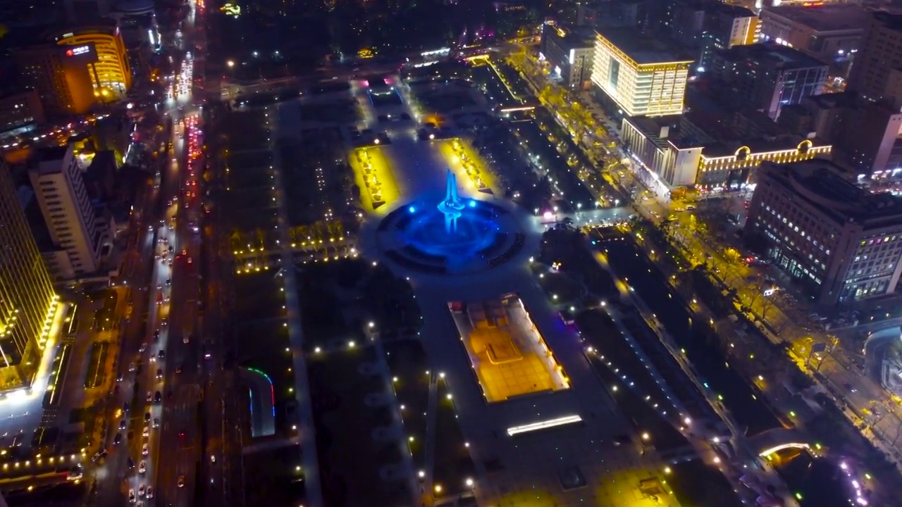 济南 泉城广场 绿地中心 趵突泉 历下区 五龙潭 泉城路 烁源大街 夜景视频素材