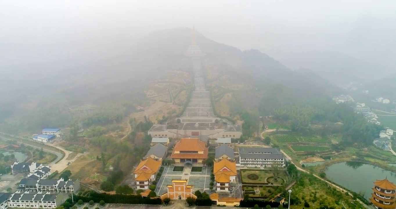 湖南省长沙市宁乡沩山密印寺景点航拍视频素材