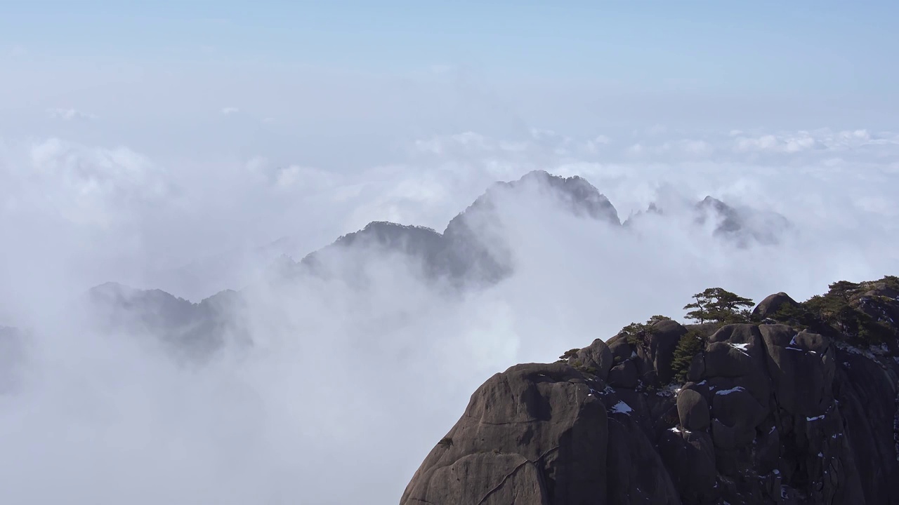 黄山风景,云雾缭绕视频素材