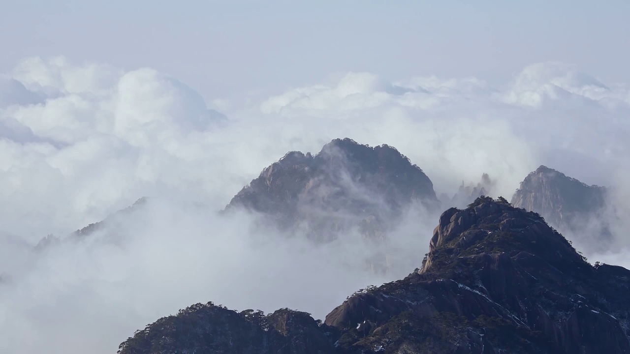 黄山风景,云雾缭绕视频素材