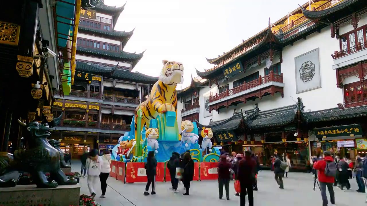 中国传统佳节上海城隍庙生肖虎灯会视频素材