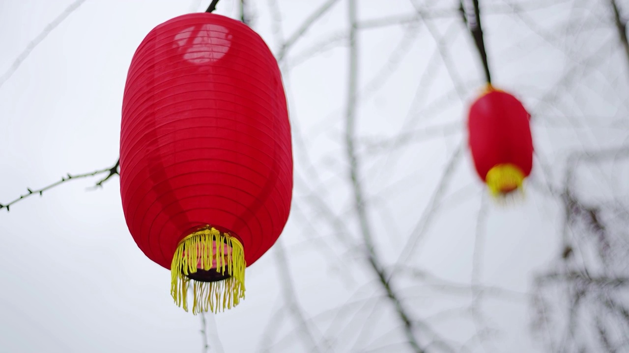 四川绵阳户外红灯笼，安静，平安，吉祥视频素材