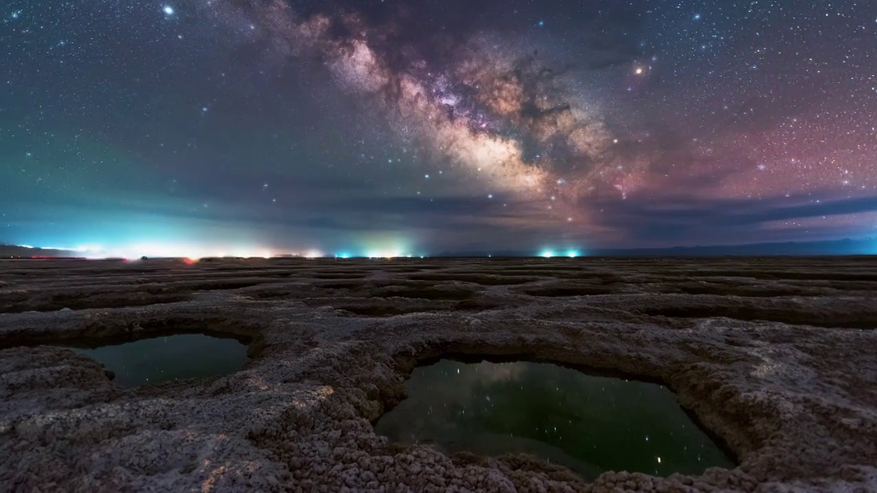 青海，芒崖翡翠湖，星空银河视频素材