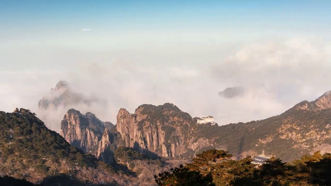 黄山山顶云海风景视频素材