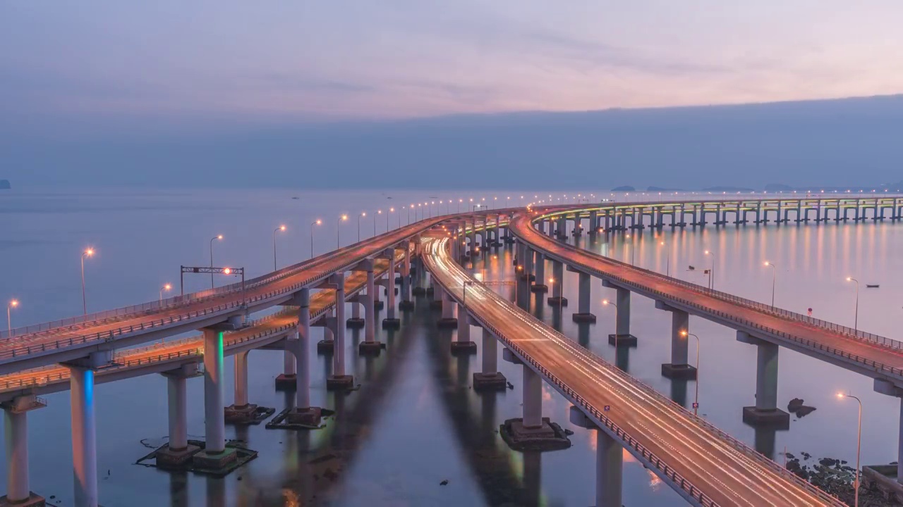 大连星海湾大桥日转夜延时视频素材