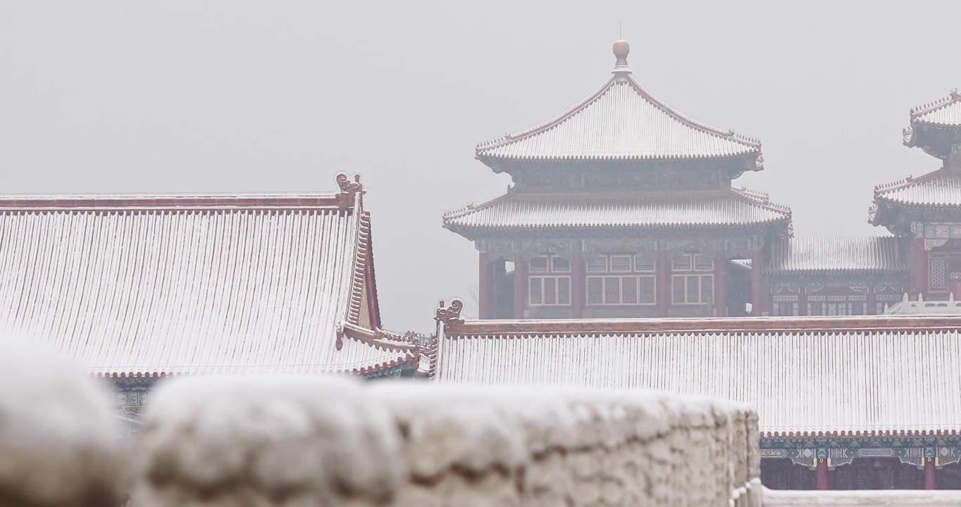 北京故宫雪景，紫禁城，雪，冬景，冬天，中国元素，古建筑，立冬，冬至，大雪，小雪，节气，宫殿，建筑视频素材