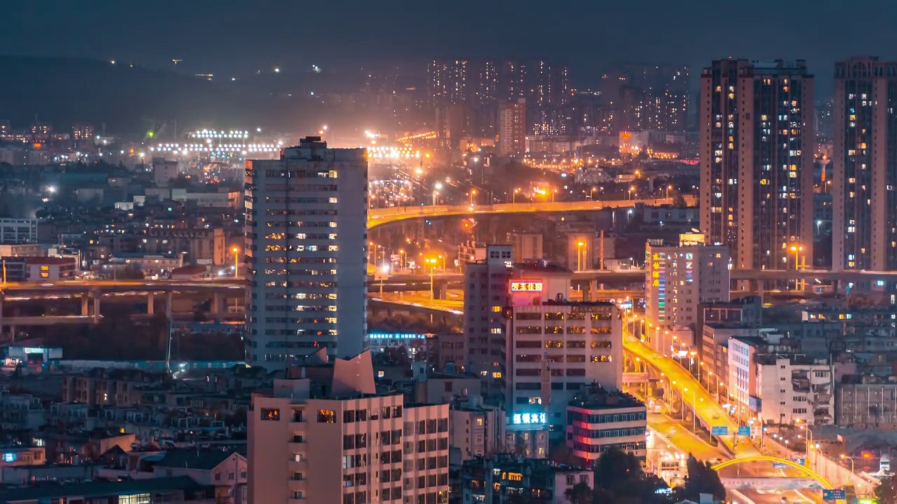 昆明夜景延时视频素材