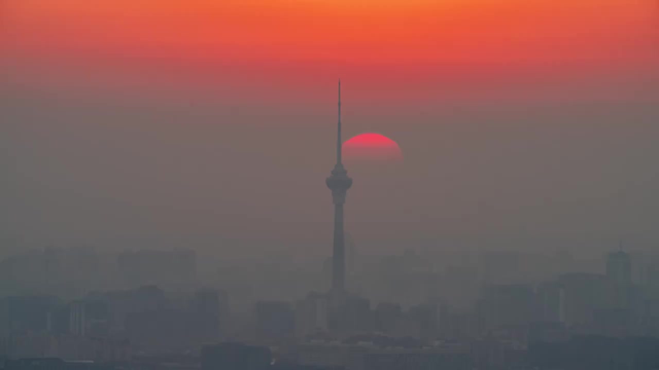 中央电视塔日出延时视频素材